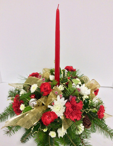 Red, Gold, & Green Round Centerpiece
