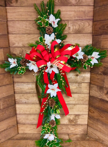 Fresh Holiday Cross in Golds, Reds, and Whites