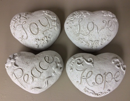 8" Puffy Concrete Garden Heart Stone