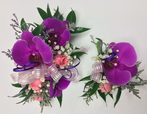 Easter Orchids Corsage and Boutonnière Combo