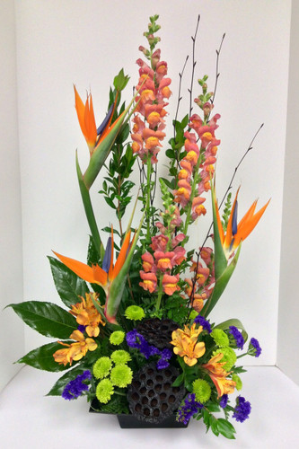 Birds and Snapdragon Stylish Fresh Arrangement