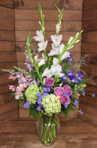 Lavender Rose and Hydrangea Garden Vase