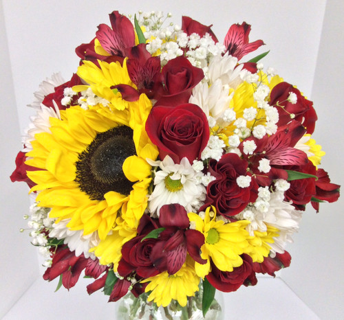 Hand-tied Bouquet in Golden Yellows and Reds