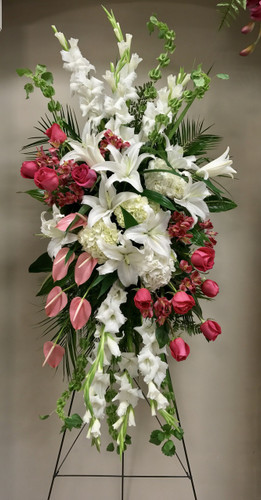 Stunning Standing Easel in Creamy whites and greens - Centerville Florists