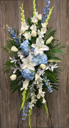 Standing Easel in Soft Blue, White, and Silver