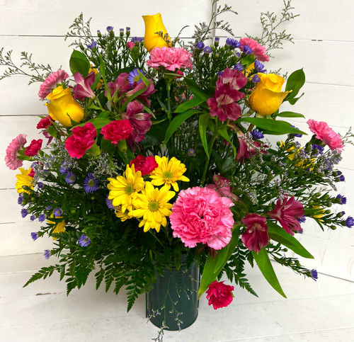 Fresh Cemetery Vase in Spring Colors