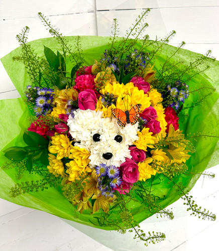 Puppy Bouquet Hand-tied European Style