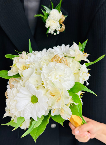 Darling Prom Bouquet with Matching Boutonnière Combo