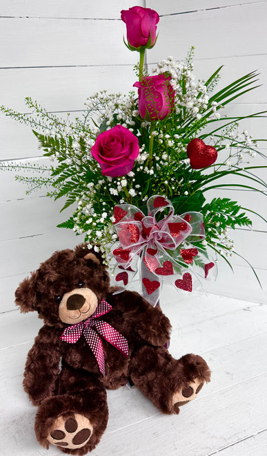 Baxter Bear & Rose Bud Vase