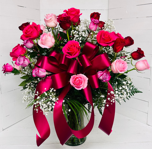 24 Premium Ecuadorian Mixed Colored Roses Arranged