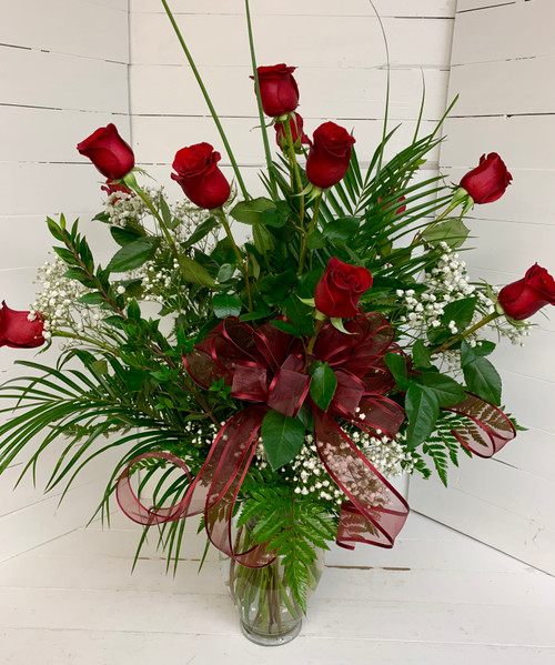 12 Long-Stemmed Ecuadorian Freedom Red Roses Arranged