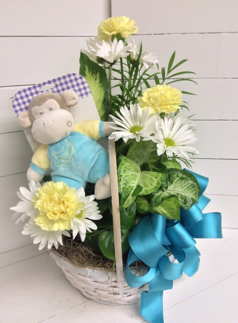 Baby Boy Planter with Plush Rattle