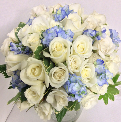 Bridal Bouquet in Creamy Whites and Blues