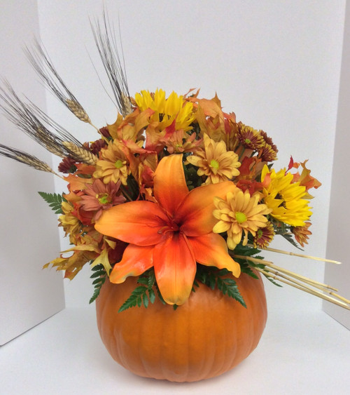Autumn Arrangement in a Fresh Pumpkin