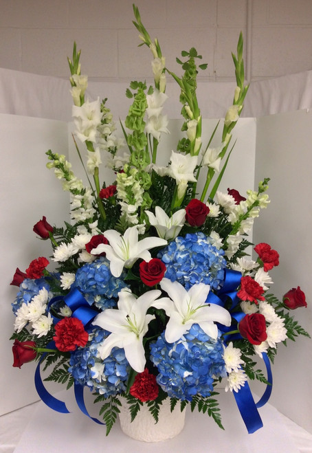 Red, White, and Beautiful Tribute Arrangement