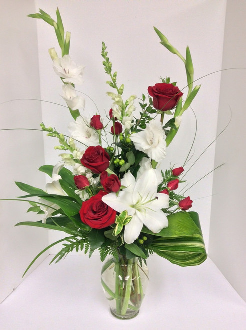 Romance in Roses and Lilies Fresh Vase