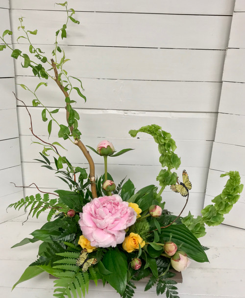Bells And Peonies Stylish Garden Arrangement