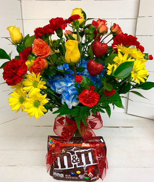 Be My Valentine M&Ms Plain Arrangement