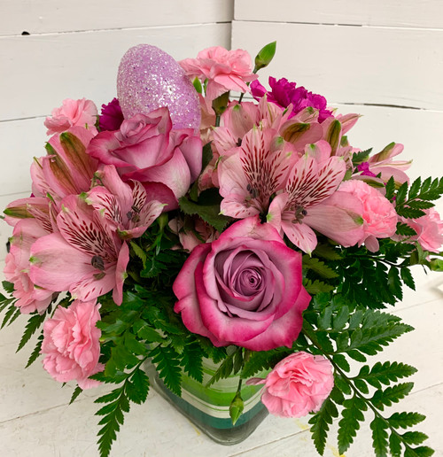 Purple and Pink Glitter egg cube