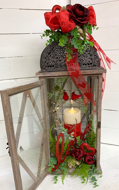 24” “Love Birds” Lantern with Mirage Candle