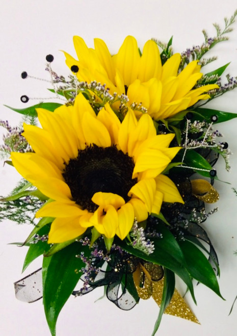 2 Bloom Mini Sunflower Corsage