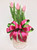 Bulb Tulips In a Whitewashed Basket With Bow