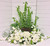 Classic Urn Adornment in Whites, Creams, and Greens