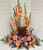 Stylish Urn Adornment in Complimentary Oranges and Blues