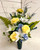 Cemetery Vase Silk in Blue, White, and Yellow