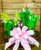 Double Basket of Potted Tulips and Hyacinths