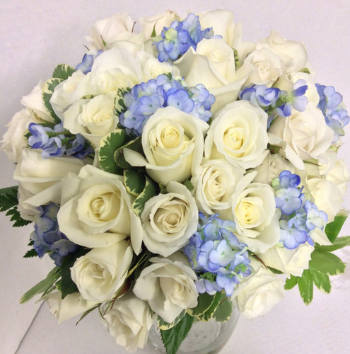 Bridal Bouquet in Creamy Whites and Blues - Centerville Florists