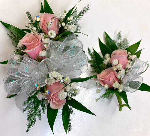 3 Sweetheart Wrist Corsage and 2 Sweetheart Boutonniere Combo