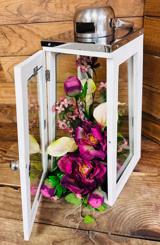 17” Calla Lily and Peony Lantern - Centerville Florists