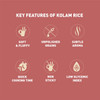 Zama Organics Kolam Rice 5kg | Wada Kolam Rice | Aromatic Rice | Naturally Aged Rice | Cooking | Pouch|176Oz|11lbs
