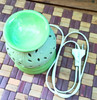 India Meets India Green Electric Diffuser Ceramic Aroma Oil Burner Matki 5 Inch with Lavender Aroma Oil | 10 ml | 0.34 fl oz [Fittuber Recs]