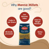Manna Millets Whole Grains, Combo Pack of 5, Foxtail, Kodo, Little, Barnyard, Proso, Certified Low GI, Unpolished Natural Grains | 2.5Kg | 5.51 lb [Fittuber Recs]