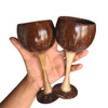 Thenga Coconut Shell & Wooden Glass Set | Eco-Friendly Handmade Drinkware | Unique Rustic | Sustainable Gift(Set of 2) |97gm|0.21 lbs
