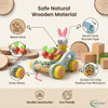 Neotea Wooden Pull Along Toy of Cute Rabbit Drumming Pull Along Car |300gm|0.66 lbs
