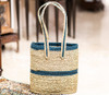 Artisan Soul  – SingleStrip Sabai Grass Handbag – Blue & Natural | 500gm | 1.1 lbs