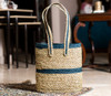 Artisan Soul  – SingleStrip Sabai Grass Handbag – Blue & Natural | 500gm | 1.1 lbs