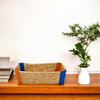Natriel  Handwoven Sabai Grass Storage Basket Organiser, Natural with Orange and Blue Accents | 300gm | 0.66 lbs