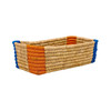 Natriel  Handwoven Sabai Grass Storage Basket Organiser, Natural with Orange and Blue Accents | 300gm | 0.66 lbs