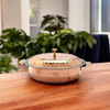 Natriel  Hammered Copper Serving Dish with Lid, Brass Knob Handle, Stainless Steel Lining | 700gm | 1.54 lbs