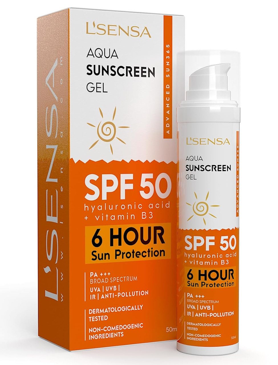L'SENSA Sunscreen SPF 50 - 50g | Anti-Tan, Oil-Free Gel Sunblock