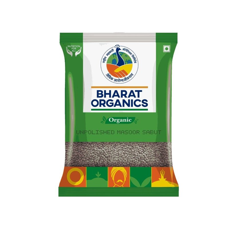 Bharat Organics Organic Masoor Sabut - Premium Whole Red Lentils