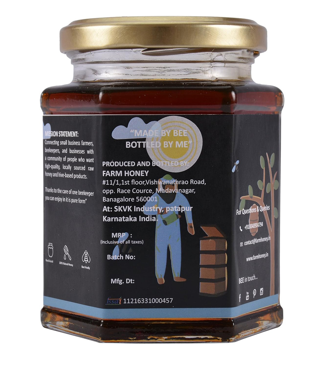 Farm Honey Wild Unprocessed Honey|Pure Organic Raw Honey|100% Natural|no preservatives| No Artificial Color|no Added Sugar|250 Gm
