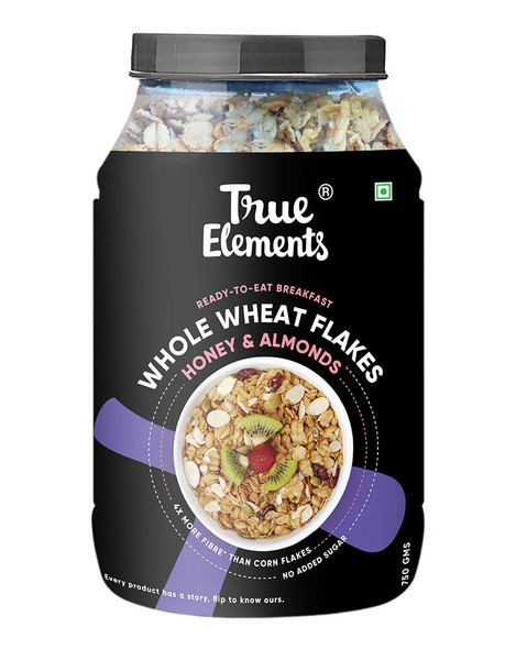 Wheat Flakes With Honey And Almonds 750gm | By True Elements | 26.46 Oz | 1.65 lbs