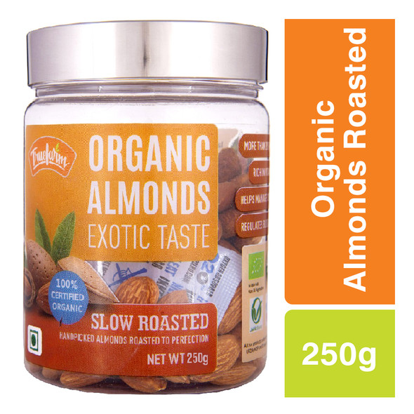 Organic Roasted Almonds 250g | By Truefarm Foods | 8.82 Oz | 0.55 lbs