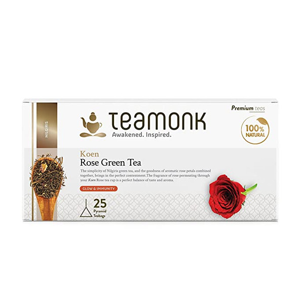 Koen Rose Green Tea, 25 Teabags | By Teamonk | 1.76 Oz | 0.11 lbs