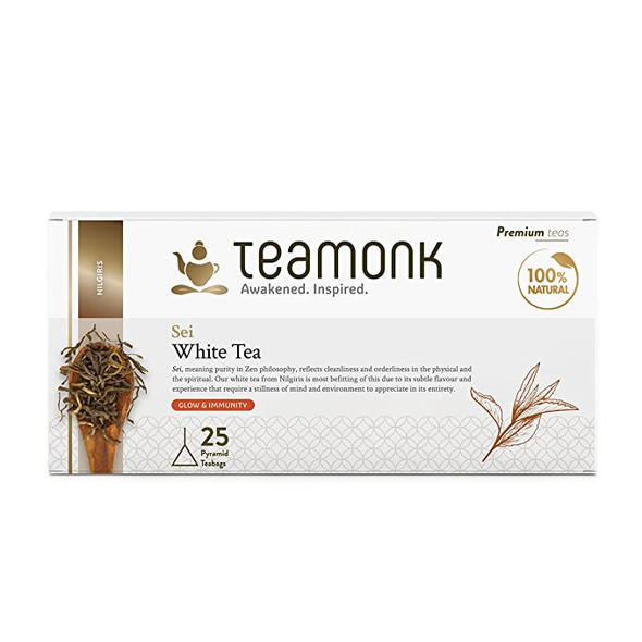 Sei White Tea, 25 Teabags | By Teamonk | 1.31 Oz | 0.08 lbs